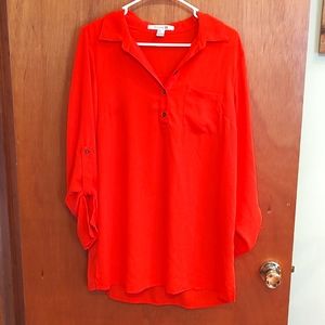 FOREVER 21 Bright Orange Oversized Button Down